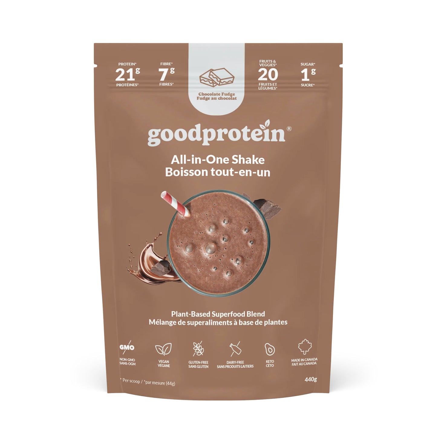 Protéines végétales - Boisson tout-en-un - Fudge au chocolat- Good Protein - 2 formats