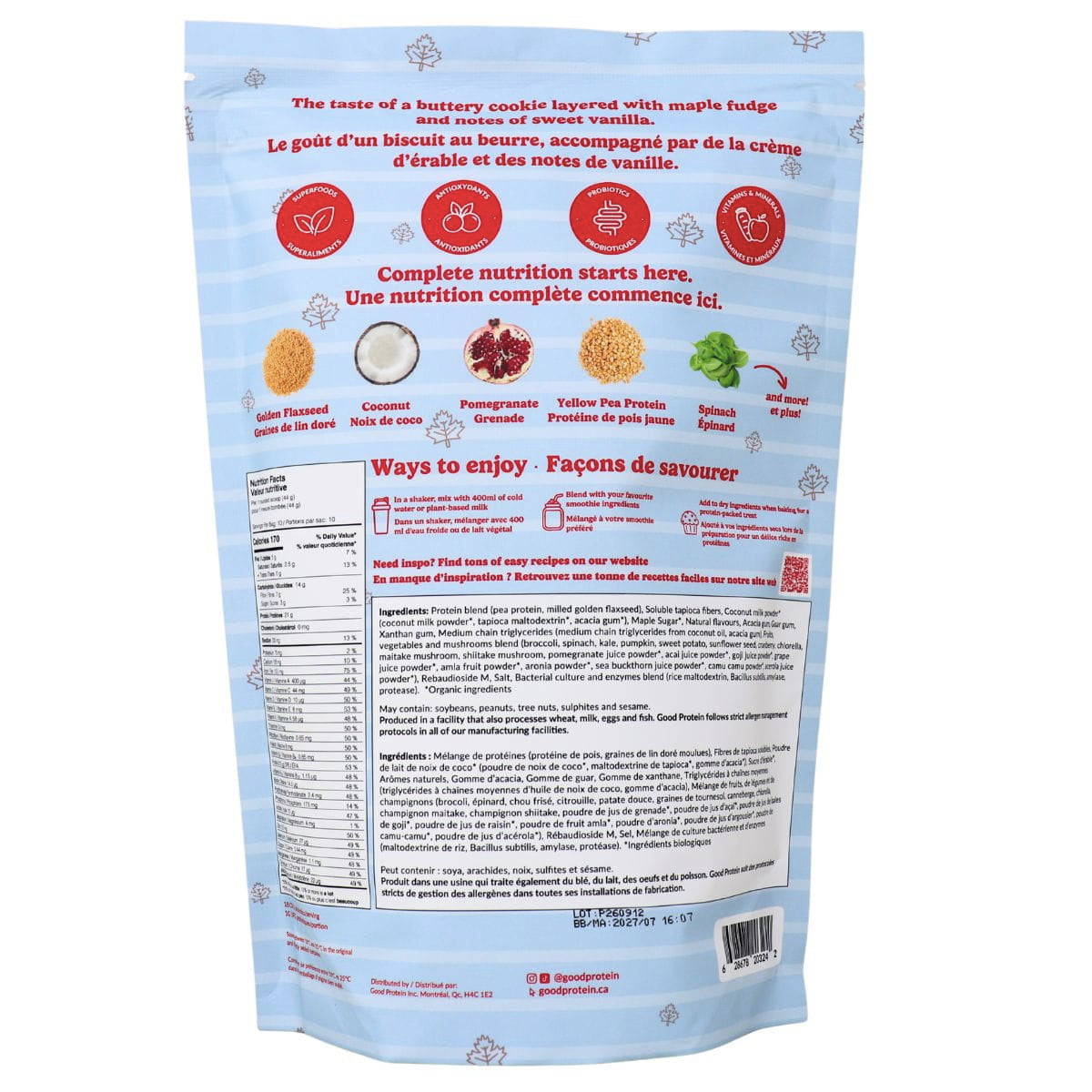 Boisson protéinée Tout-en-Un - Biscuit à l'érable - Good Protein - 440g