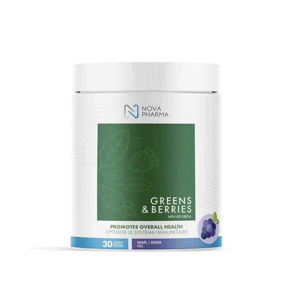 Greens & Berries - Aliments verts et baies - Nova Pharma - Raisin - 420g (30 portions)