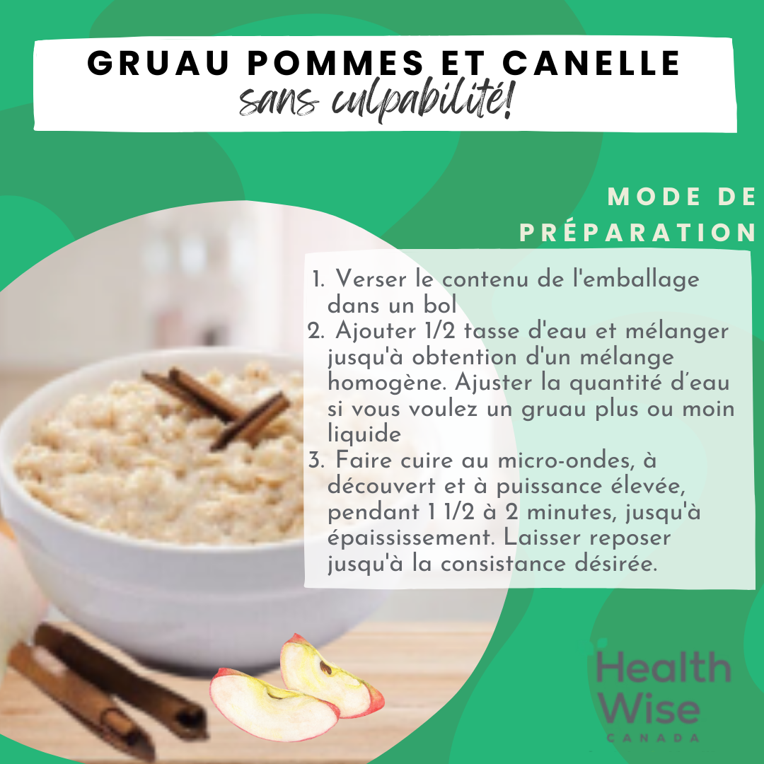Gruau protéiné pommes et cannelle - Health Wise