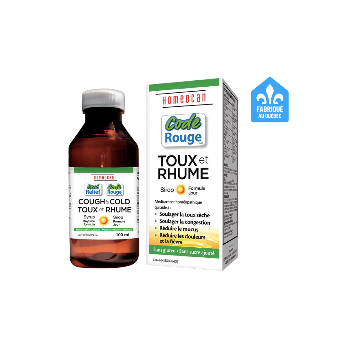 Sirop homéopathique Toux et Rhume - Jour - Code Rouge - Homeocan - 250ml