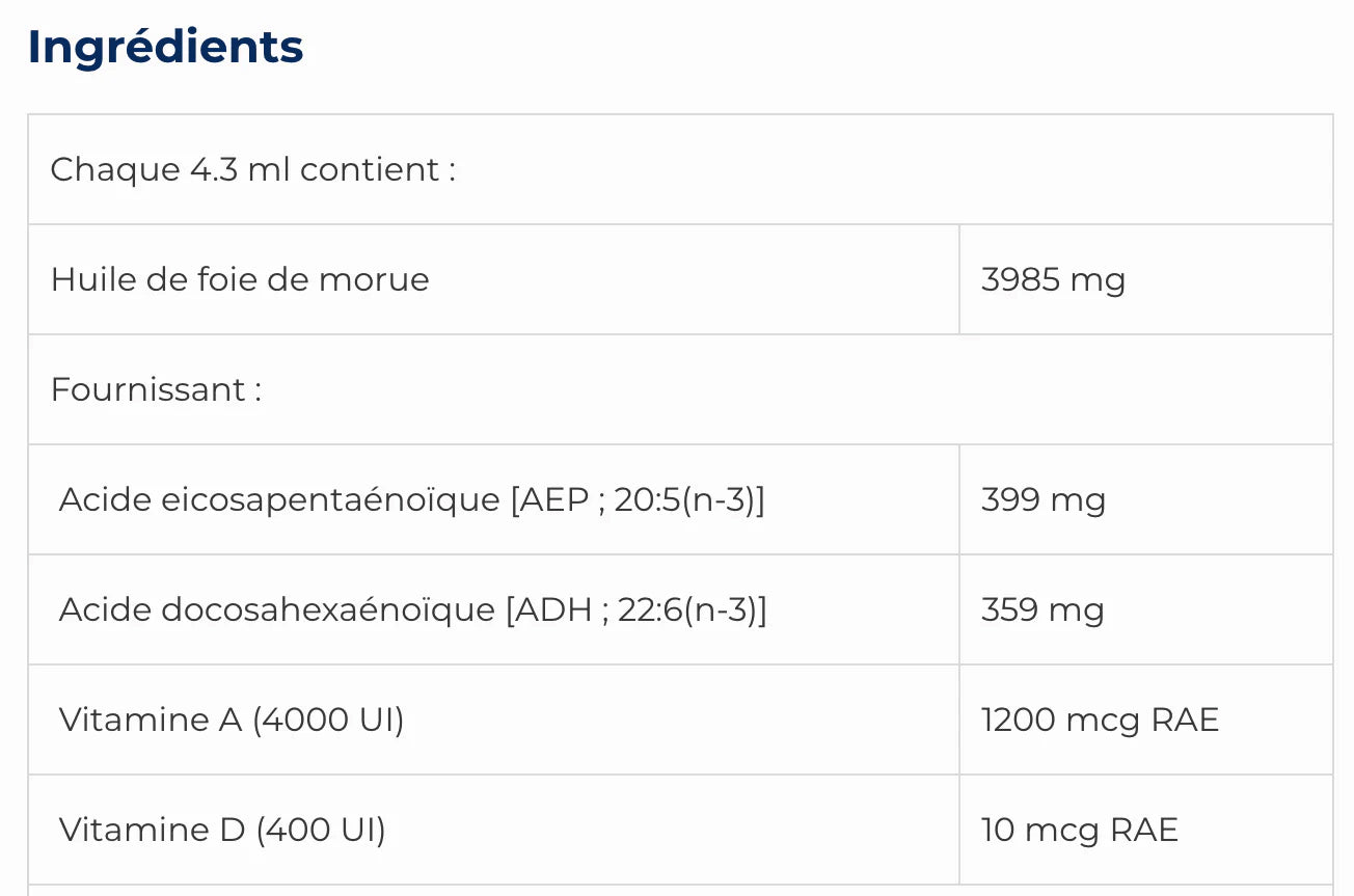 Cod Liver Sap (Huile de foie de morue) - NFH - 500ml