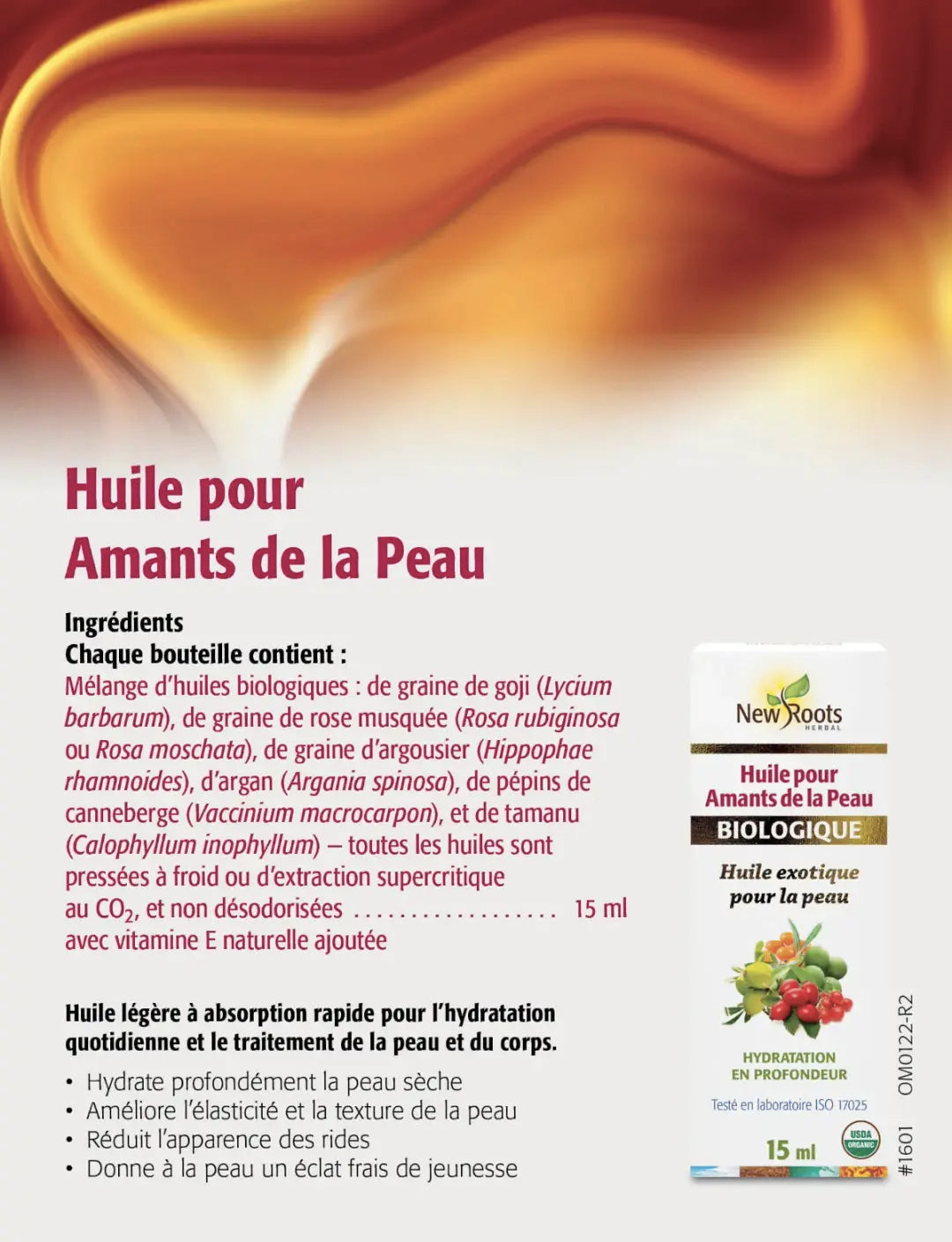 Huile pour les amants de la peau - Hydratation en profondeur - New Roots - 15ml