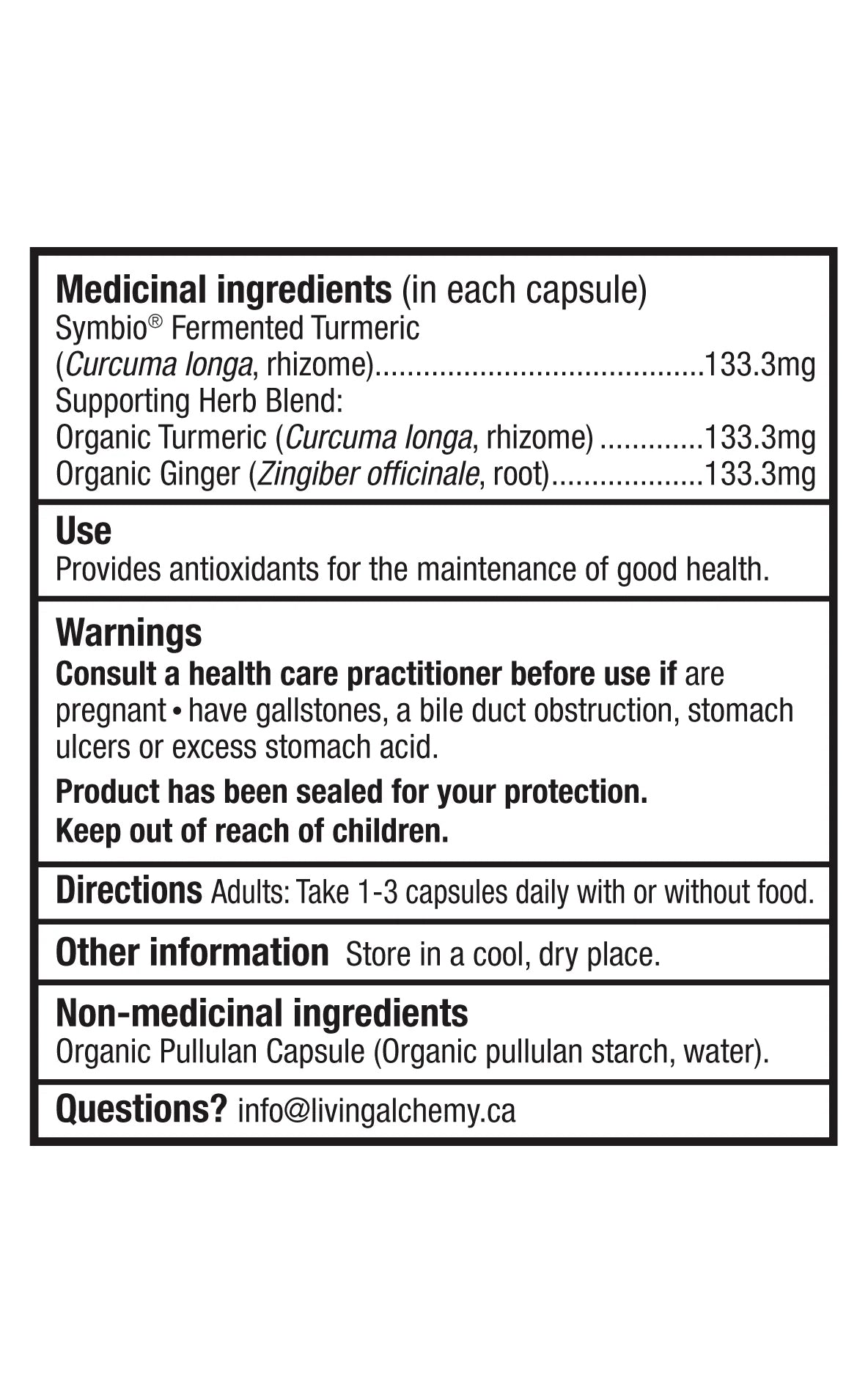 Curcuma fermenté - Living Alchemy - 60 capsules ou 120 capsules