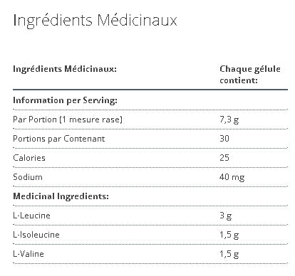 BCAA Poudre Orange et Mangue - Metagenics - 219g
