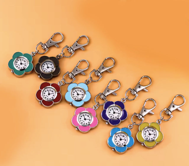 Montre porte-clés - Fleur mauve