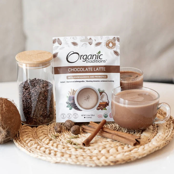 Latte au chocolat bio avec ashwagandha et probiotiques - Organic Traditions - 150g