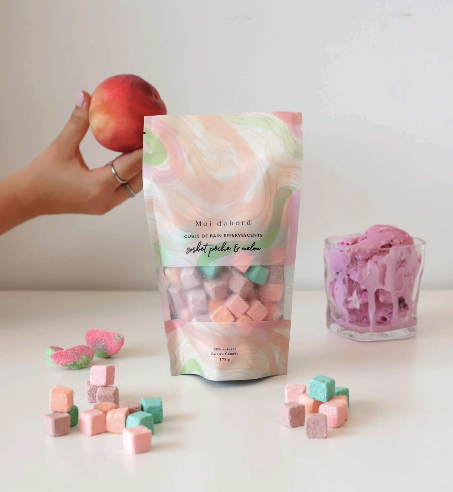 Cubes de bain effervescents - Sorbet Pêche et Melon - Moi D'abord