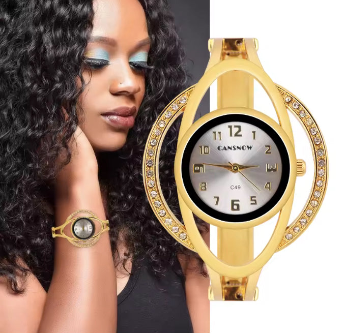Montre bangle pour femmes couleur or - Cansnow