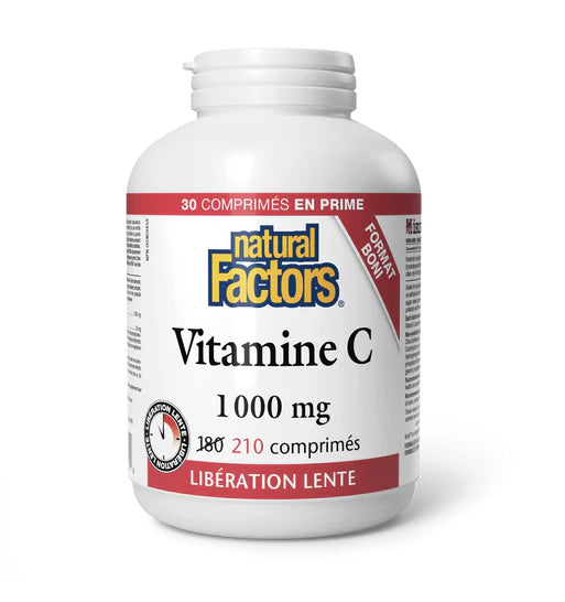 Vitamine C 1000mg à libération lente - Natural Factors - 210 comprimés