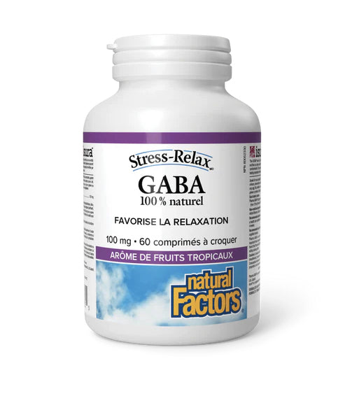 Gaba 100% naturel - 60 comprimés à croquer - arôme de fruits tropicaux - Natural Factors