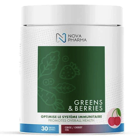 Greens & Berries - Aliments verts et baies - Cerise - Nova Pharma - 30 portions (420g)
