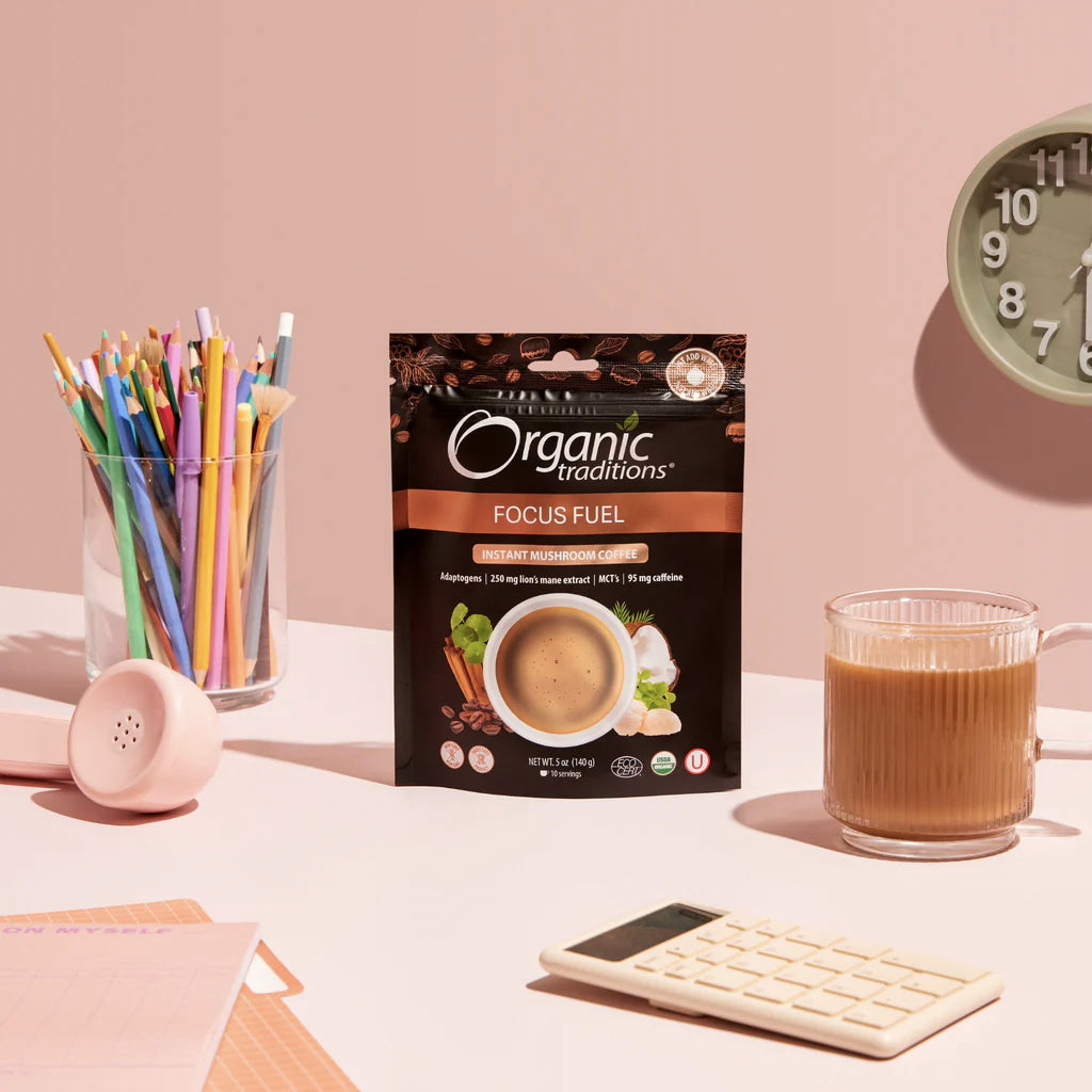 Concentration Plus - Focus Fuel - Café instantanné aux champignons - Organic Traditions - 140g