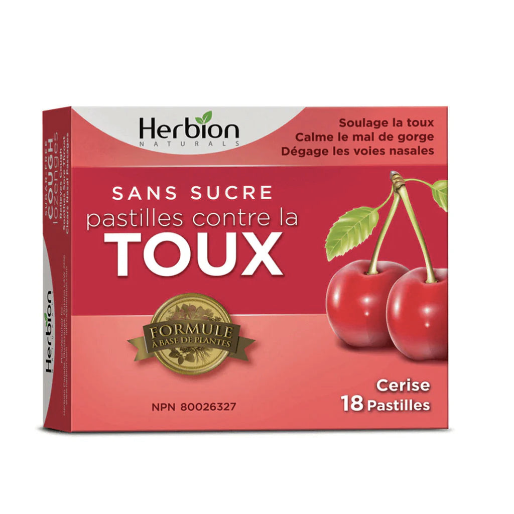 Pastilles contre la toux - Sans sucre - Cerise - Herbion - 18 Pastilles