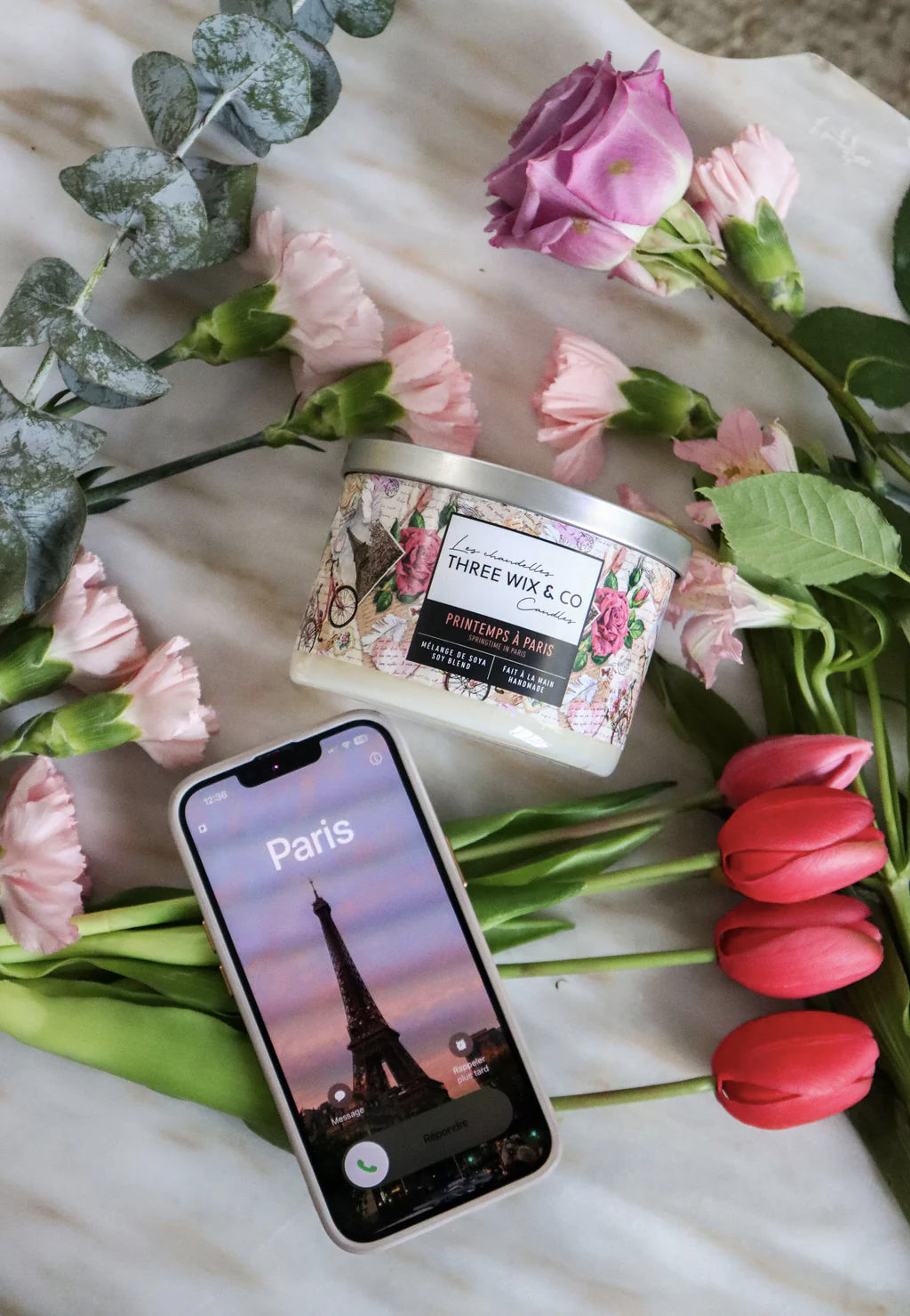 Chandelle de soja - Printemps à Paris - Three Wix & Co