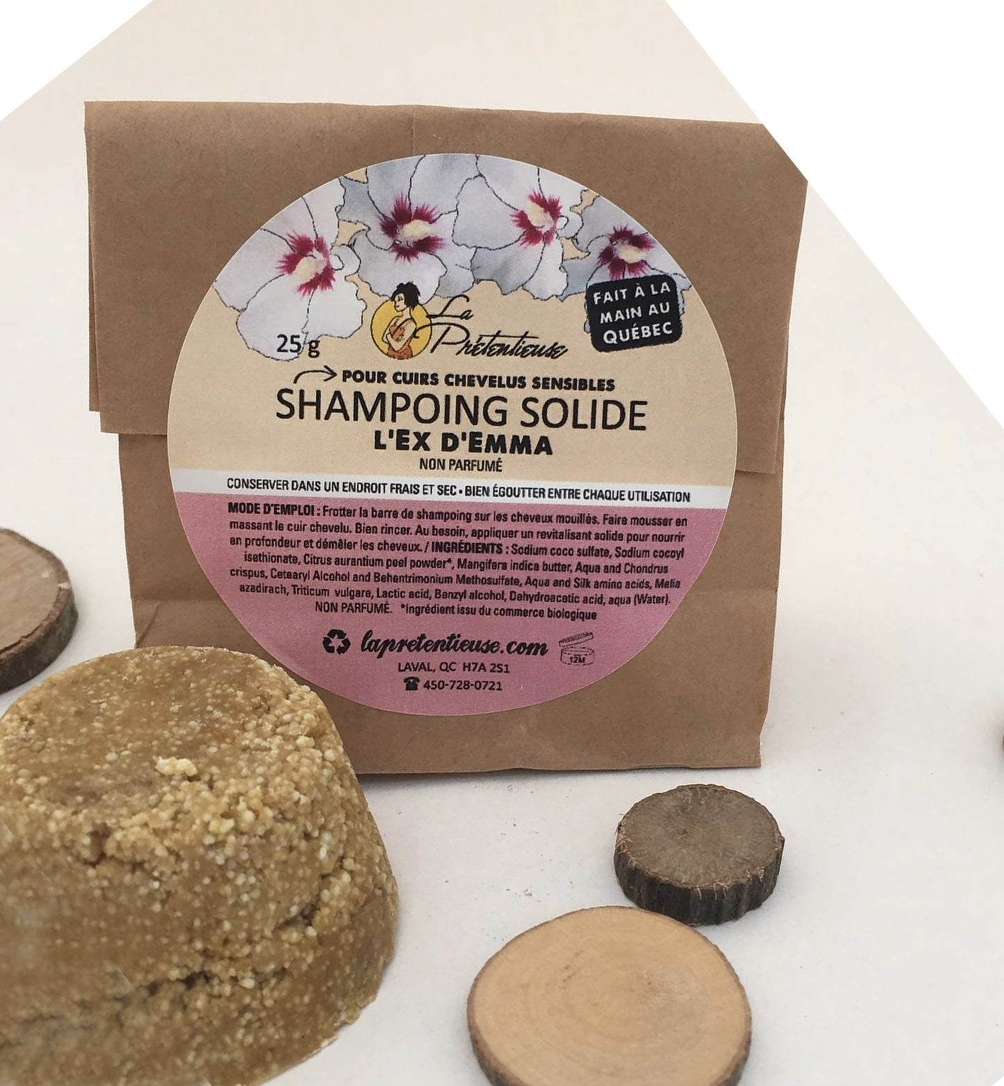 Shampoing solide l'Ex d'Emma - Non parfumé - Cuir chevelu sensible - 100g