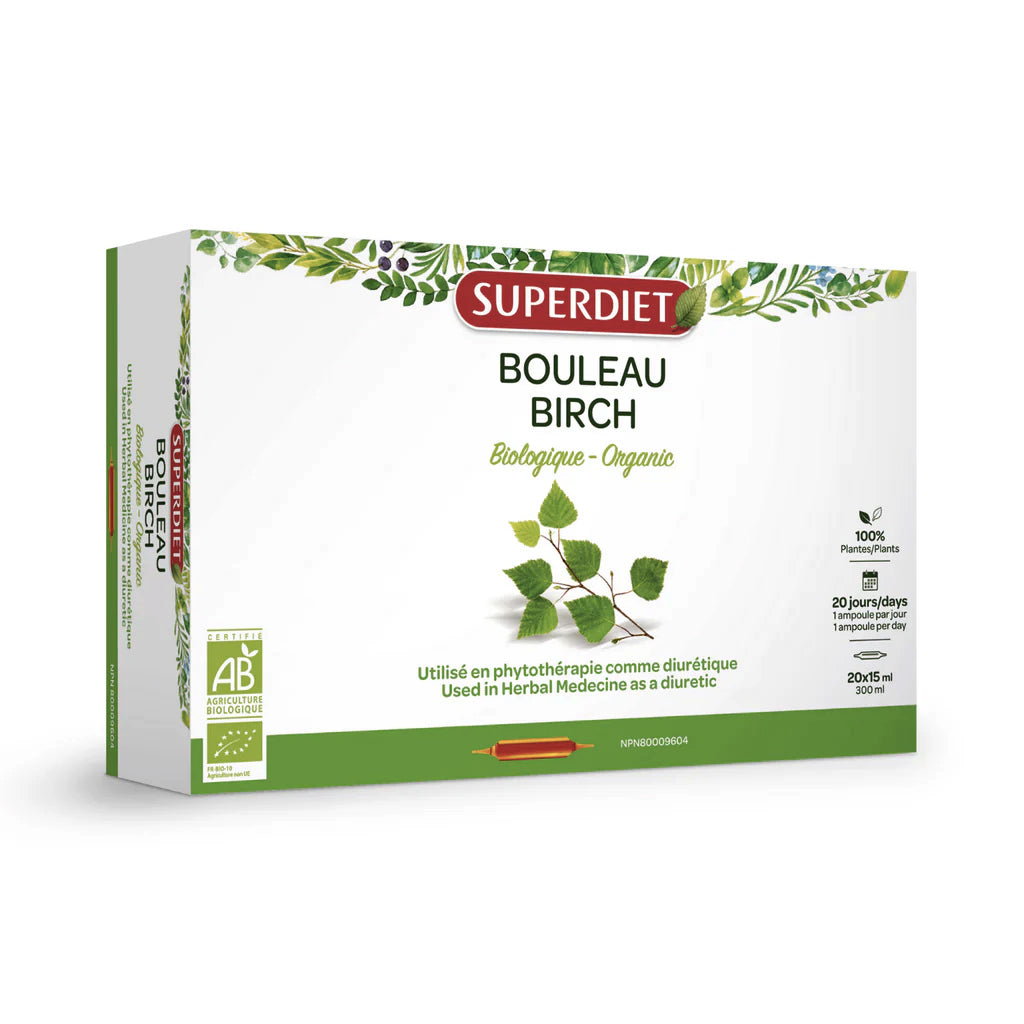Bouleau (biologique) - Superdiet - 20 ampoules de 15ml
