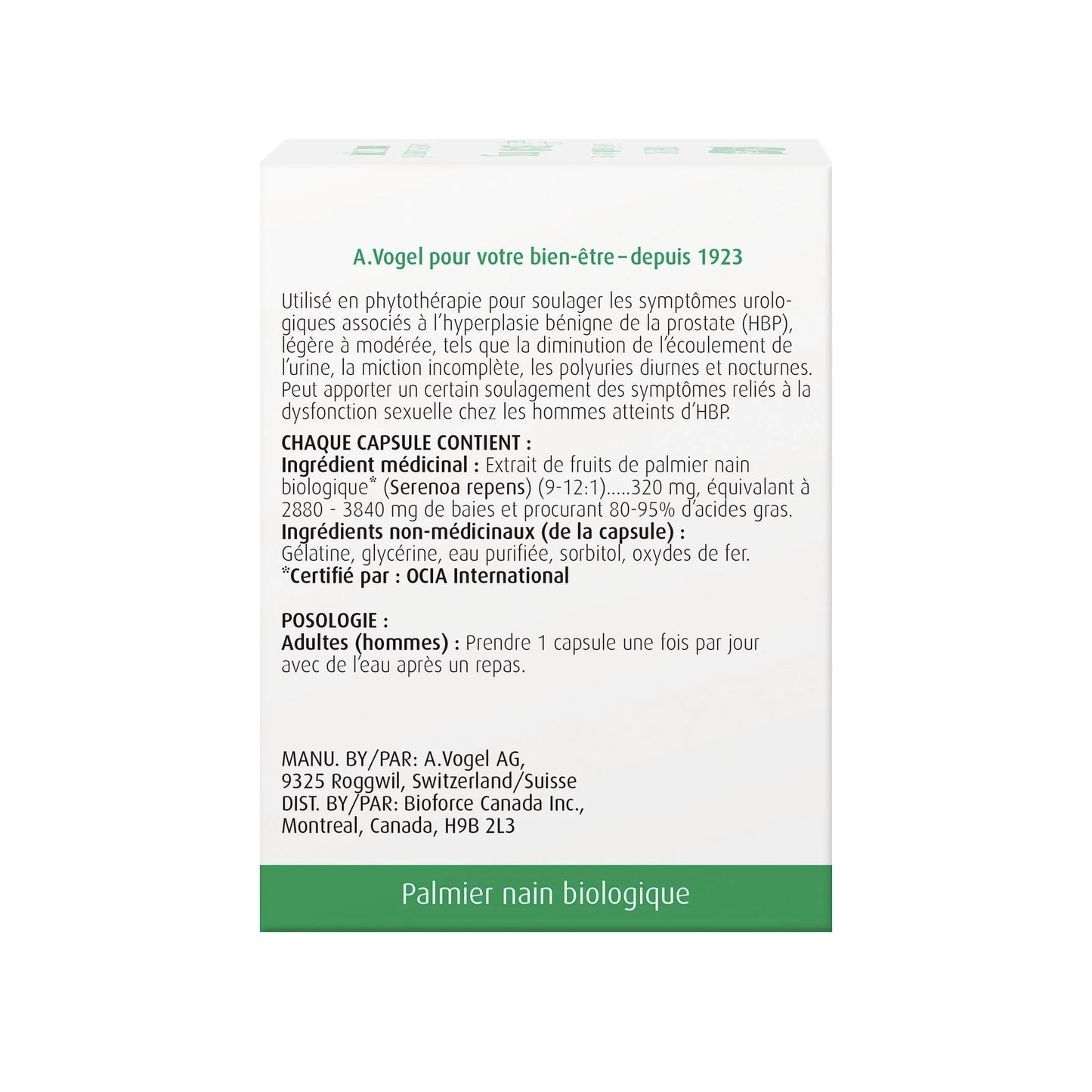 Prostate 1 - Capsules de palmier nain, dysfonction sexuelle reliée à l'HBP - 30 ou 60 capsules