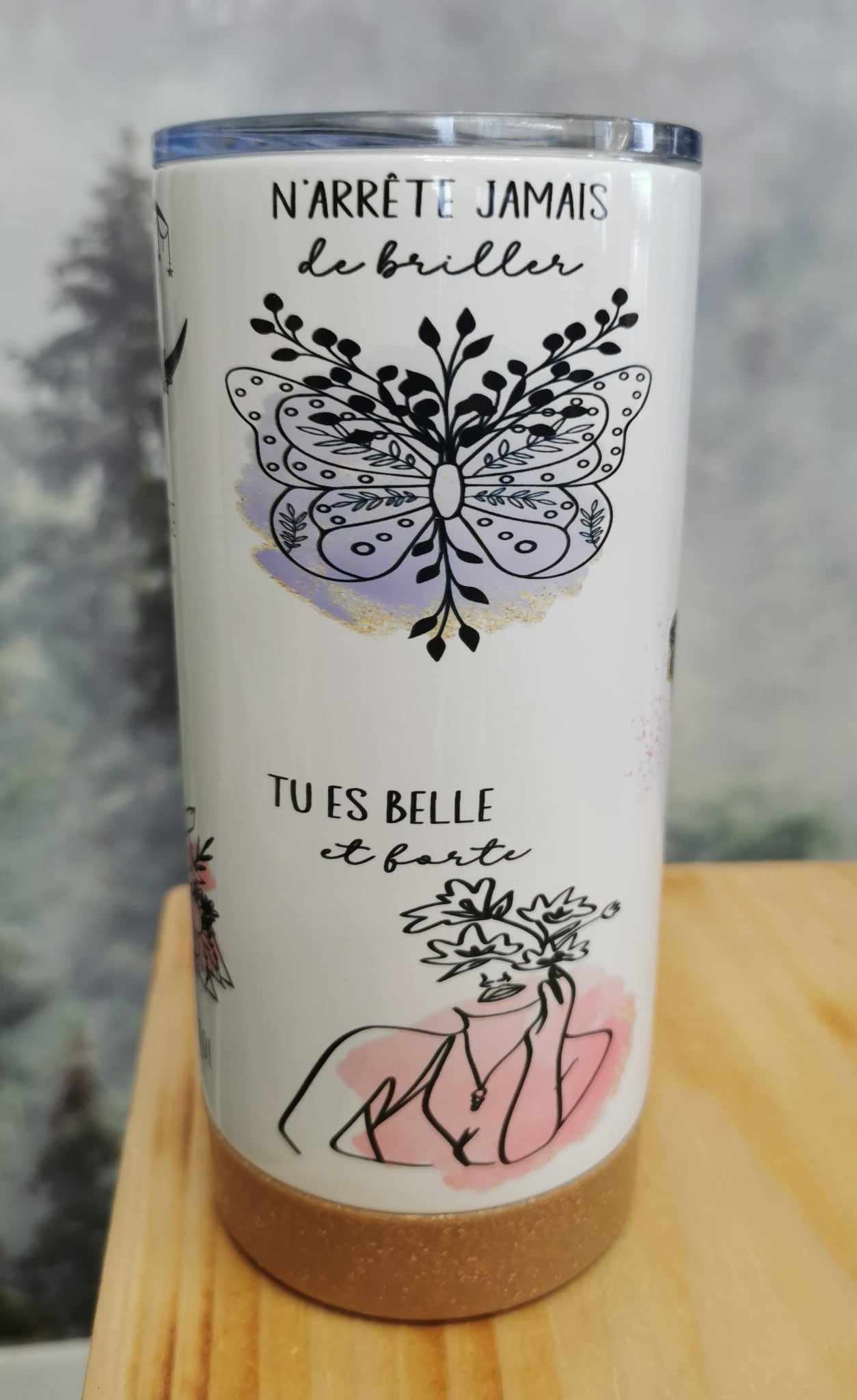 Gourde isotherme 16 Oz. - Rappelle-toi que tu es une femme courageuse