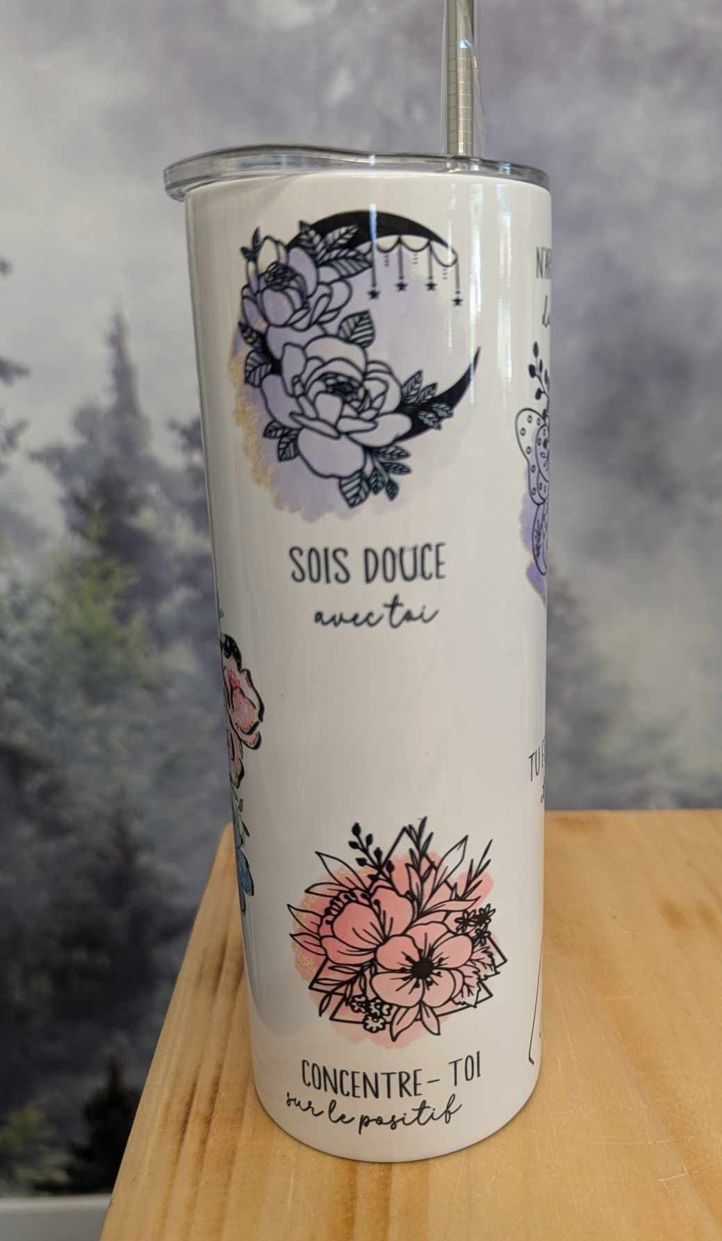 Gourde isotherme 20 oz. - N'oublie jamais que tu es une femme courageuse