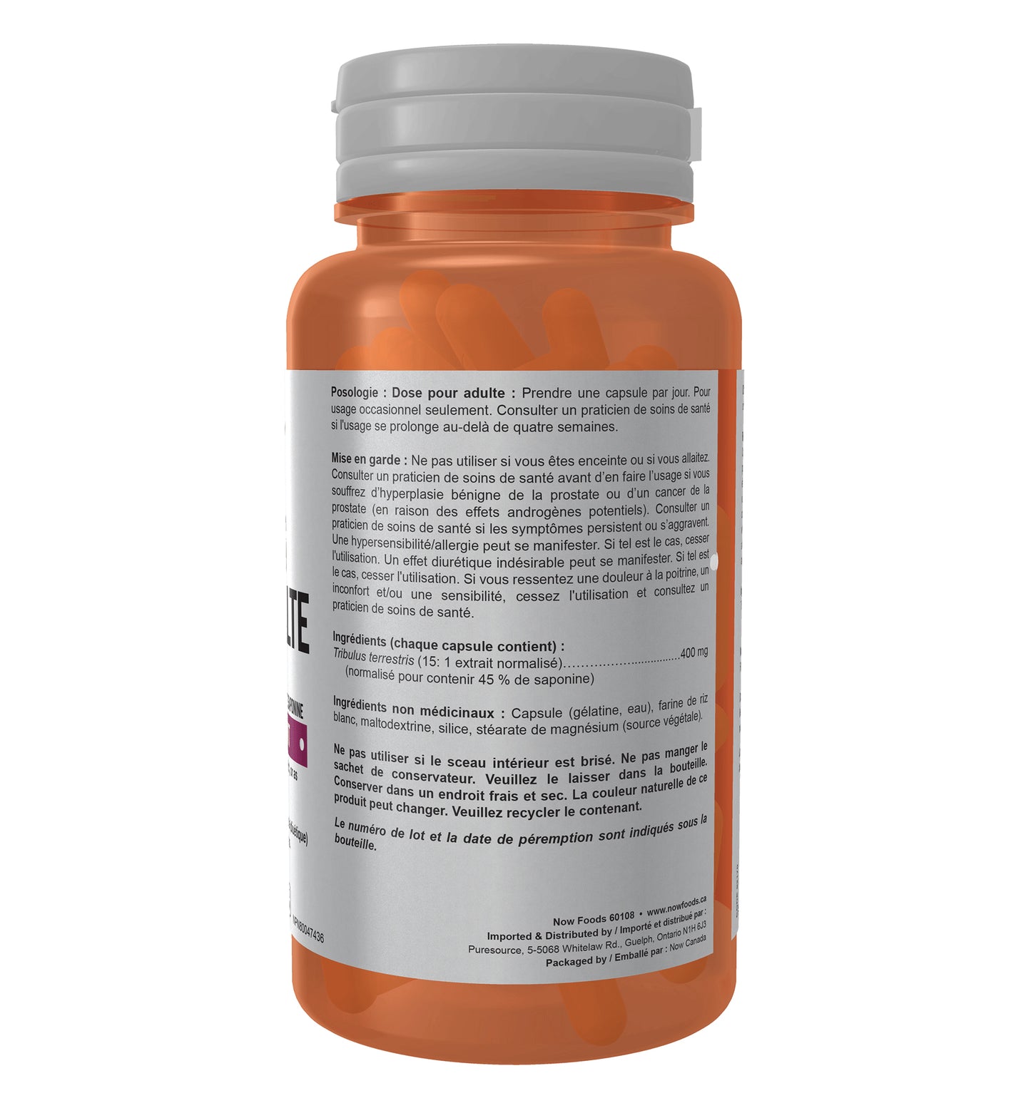 Tribulus Terrestris Croix de Malte 400mg - Now Sports - 100 capsules