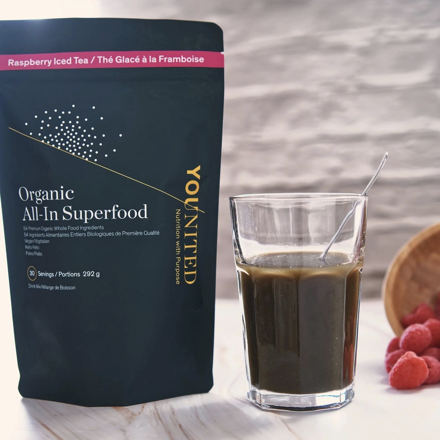 Superaliments verts complets - Thé glacé à la framboise - Younited Wellness - 292g