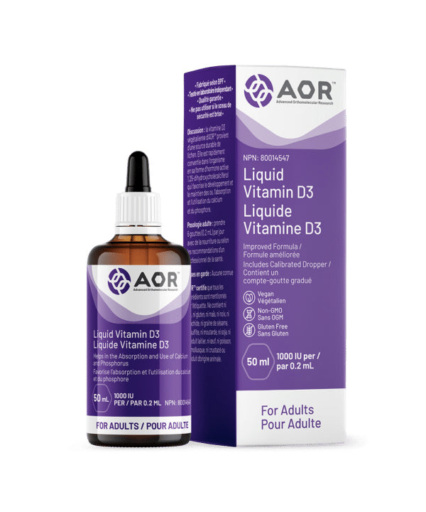 Vitamine D3 liquide 1000 UI (lichen biologique) - Adulte - AOR - 50ml