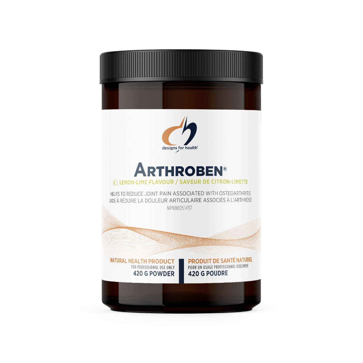 Arthroben - Aide à soulager la douleur articulaire liée à l'arthrose - Designs fro Health - 420g poudre saveur citron-lime