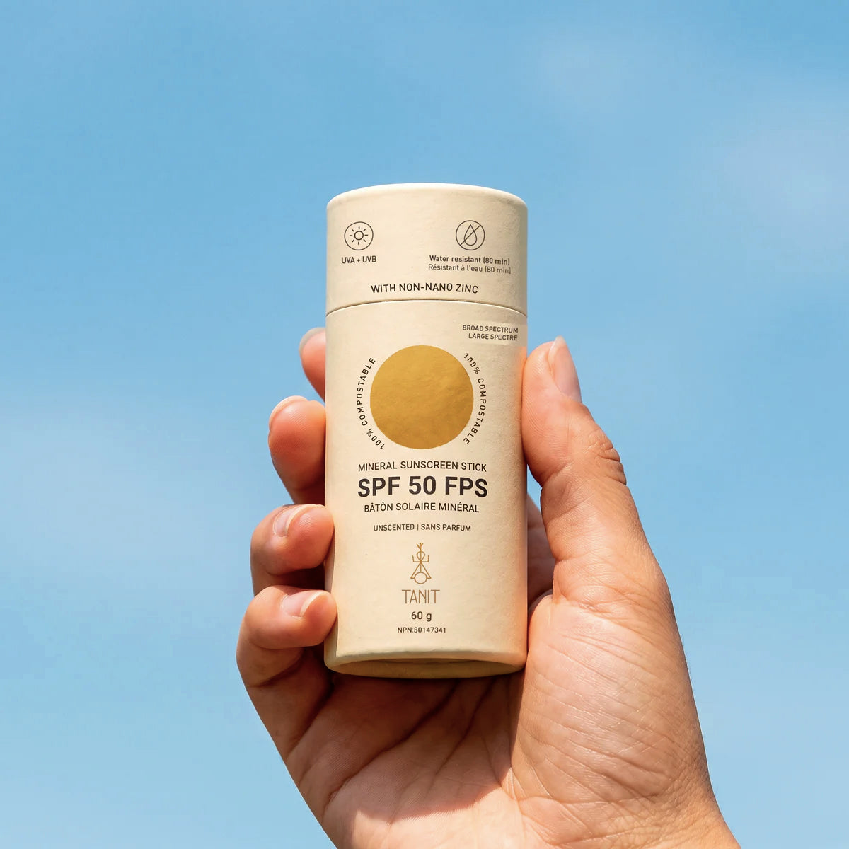 Bâton solaire minéral visage et corps - SPF50 - Tanit - 60g - Sans parfum
