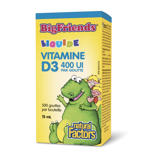 Vitamine D3 Liquide pour enfants - 400 UI - Big Friends - Natural Factors - 15ml - Goût Neutre
