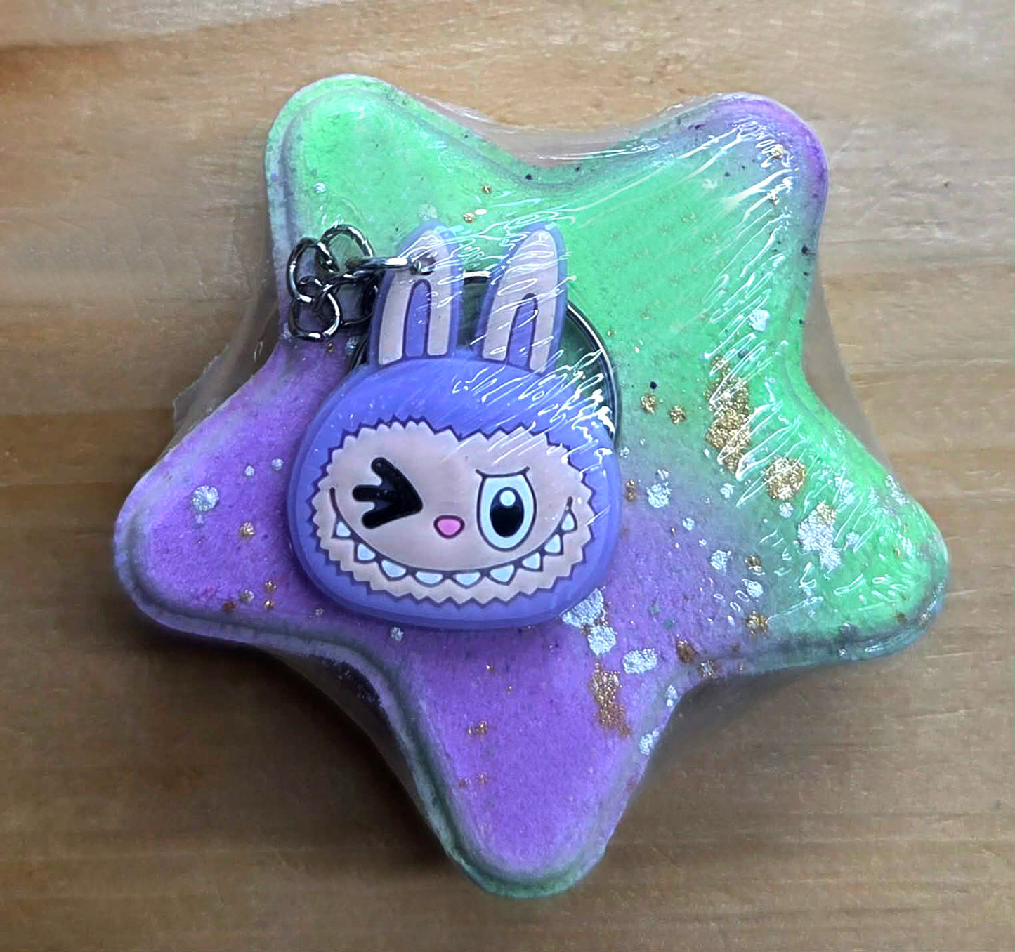 Bombe de bain effervescente - Étoile avec porte-clés Labubu mauve - Orange Creamsicle