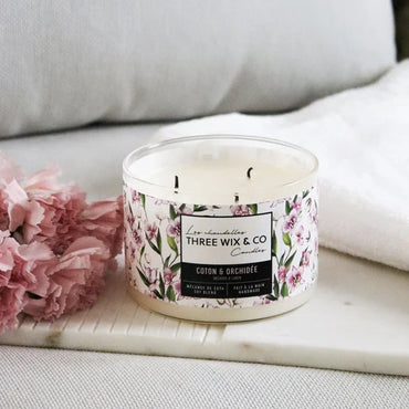 Bougie de soja - Coton et Orchidée - Three Wix & Co