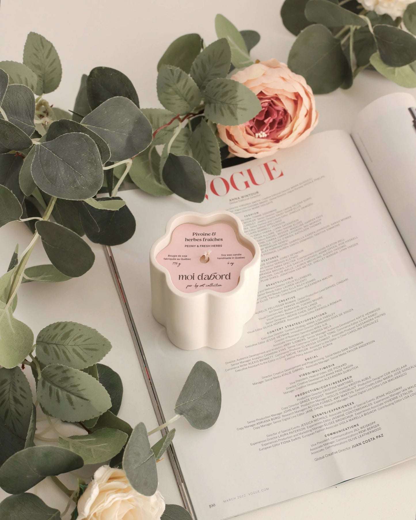 Bougie de soja - Pivoine & Herbes Fraîches - Moi D'abord - 175g