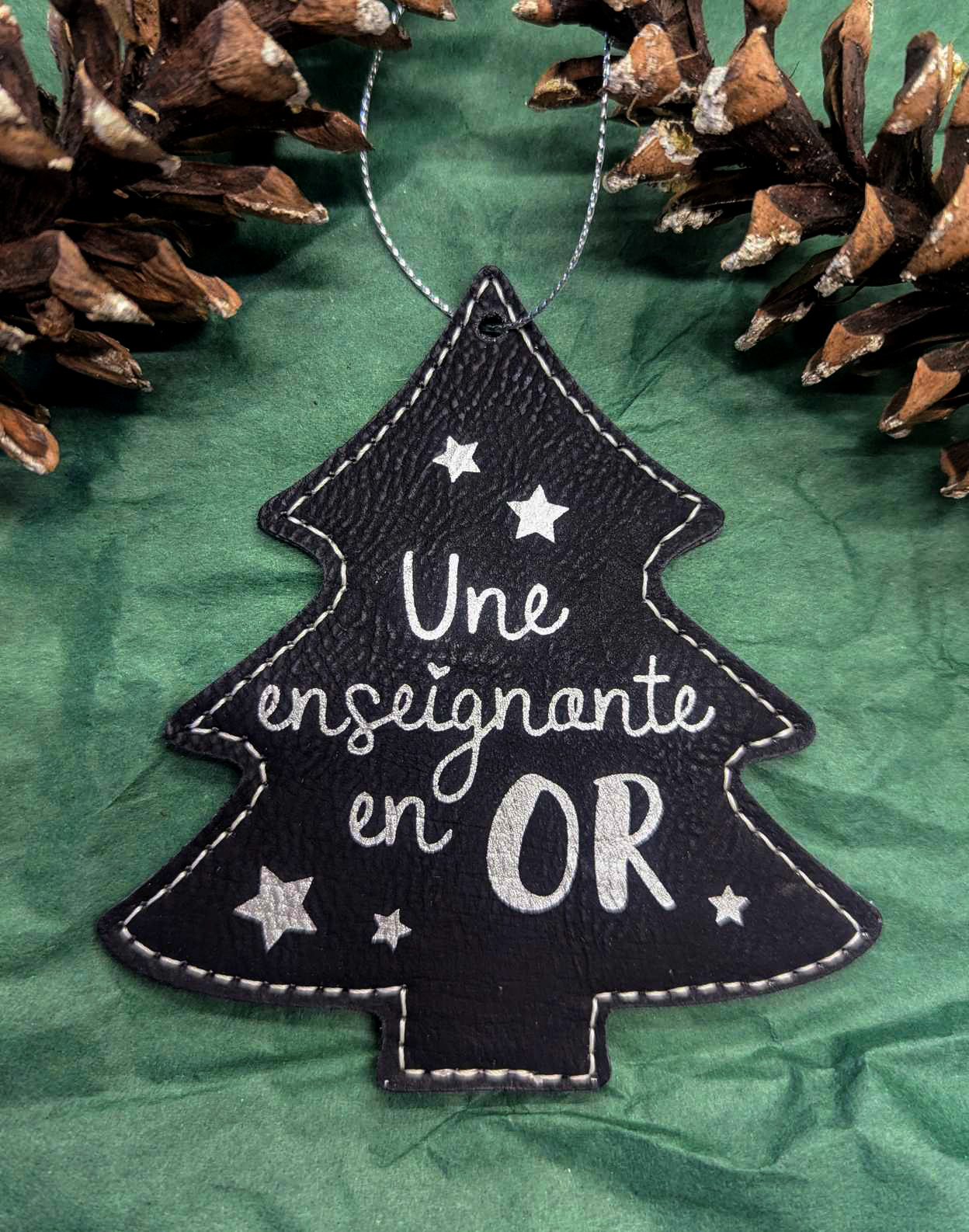 Ornement sapin de Noël - Cadeau pour enseignante - Noir