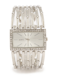 Montre Rectangle large Argent