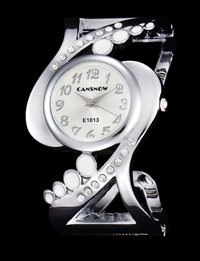 Montre bangle Cansnow  argent et blanc