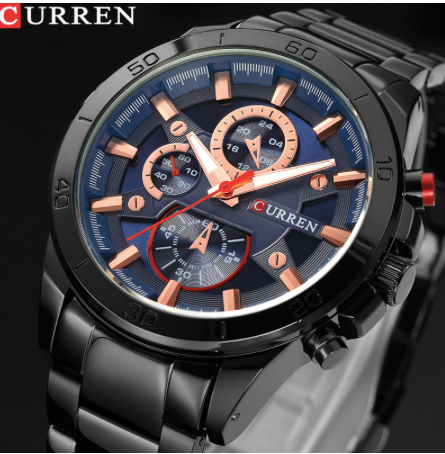 Montre Curren métal noir pour hommes