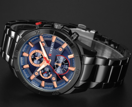 Montre Curren métal noir pour hommes