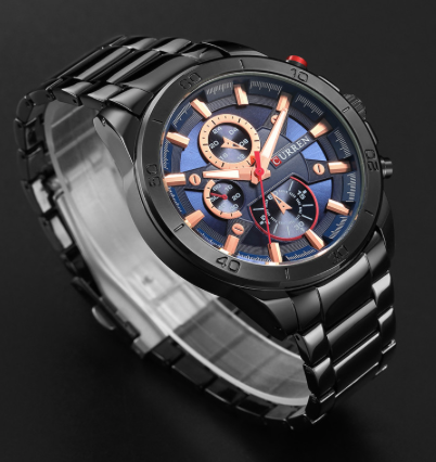 Montre Curren métal noir pour hommes