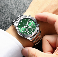 Montre Chenxi pour hommes argent avec fond vert