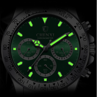 Montre Chenxi pour hommes argent avec fond vert