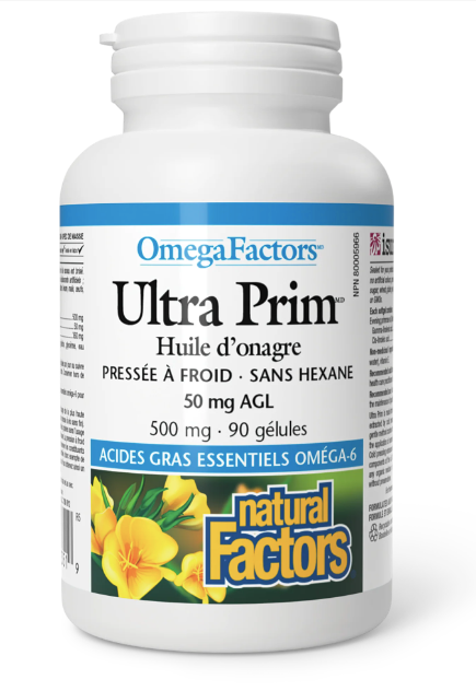 Ultra Prim Huile d'onagre 500mg - Natural Factors - 90 gélules