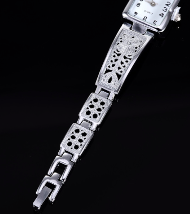 Montre pour femmes Chaoyada rectangle vieillot argent
