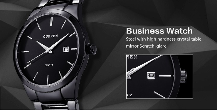Montre Curren noire pour hommes
