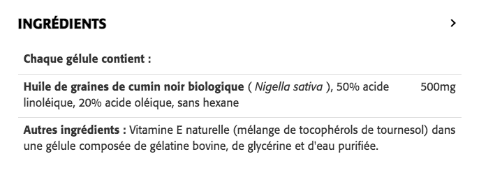 Huiles de graines de cumin noir - New Roots - 60 gélules