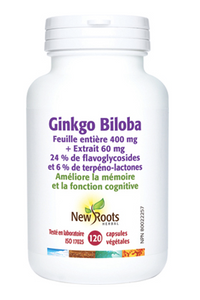 Ginkgo Biloba - Améliore la mémoire et la fonction cognitive - New Roots - 60 ou 120 capsules