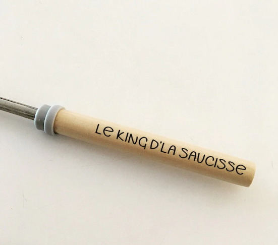 Baguette à guimauve en bois - télescopique - Le king d'la saucisse