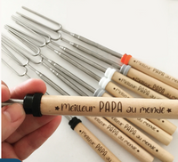 Baguette à guimauves en bois - télescopique - Meilleur papa du monde