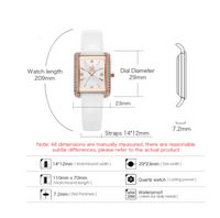 Montre femme rectangle bracelet de cuir blanc