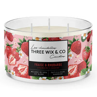 Chandelle de soja 3 mèches - Fraise & Rhubarbe - Three Wix & co